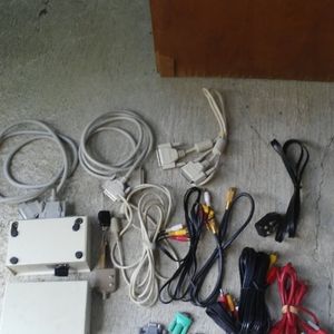 BOX OF COMPUTER CABLES AND MORE.